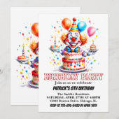 Vrolijke kleine clown Waterverf verjaardagsfeestje Kaart (Voorkant / Achterkant)