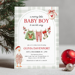 Vrolijke Kleine Gans Kerst Baby Borrel Kaart