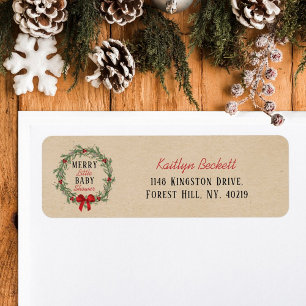 Vrolijke Kleine Kerst Baby Shower Etiket