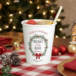 Vrolijke Kleine Kerst Baby Shower Papieren Bekers