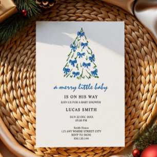 vrolijke kleine kerst krabbelboom baby shower kaart