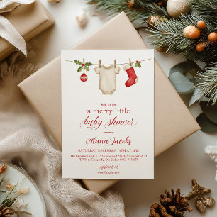 Vrolijke Kleine Kerstmis Winter Baby Shower Kaart