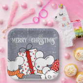 Vrolijke kleine kerstmuizen papieren bordje (Feest)