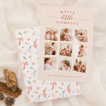 Vrolijke Kleine Momenten 9 Fotocollage Kerstmis Feestdagenkaart<br><div class="desc">Omarm de essentie van saamhorigheid met onze "Merry Little Moments" Christmas Holiday Photo Cards. Het bericht is geschreven aan de bovenkant van de kaart, met "weinig" geschreven in elegante script kalligrafie, versierd met eenvoudige bloei aan beide uiteinden. Hieronder zijn negen aangepaste familiefoto's op natuurlijke wijze gerangschikt, alsof ze aan een...</div>