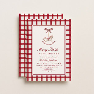 Vrolijke Kleine Rode Schommelpaard Winter Baby Sho Kaart