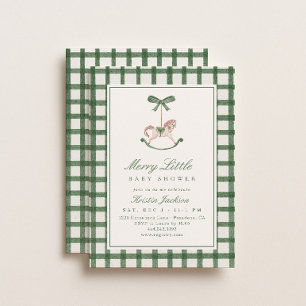 Vrolijke Kleine Schommelpaard Winter Baby Shower Kaart