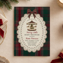Vrolijke Kleine Tartan Carrousel Kerst Baby Shower