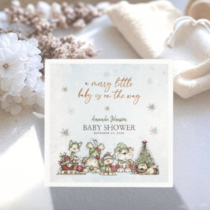 Vrolijke Kleine Winter Puppy Kerst Baby Shower Servet