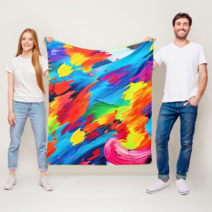 Vrolijke kleur explosie schilderij fleece deken