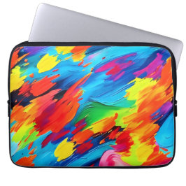 Vrolijke kleur explosie schilderij laptop sleeve