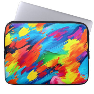 Vrolijke kleur explosie schilderij laptop sleeve