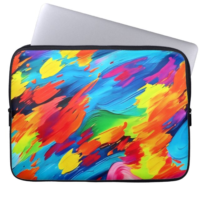Vrolijke kleur explosie schilderij laptop sleeve (Voorkant)