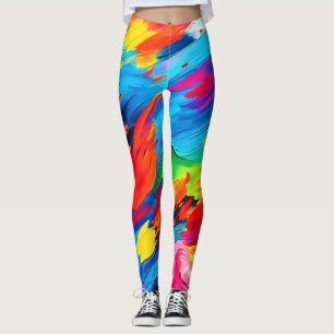 Vrolijke kleur explosie schilderij leggings