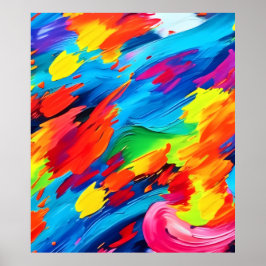 Vrolijke kleur explosie schilderij poster