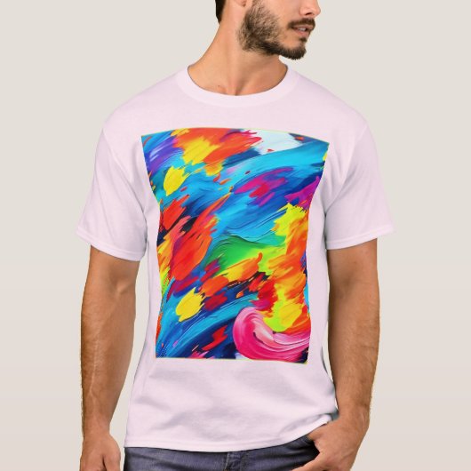 Vrolijke kleur explosie schilderij t-shirt (Voorkant)