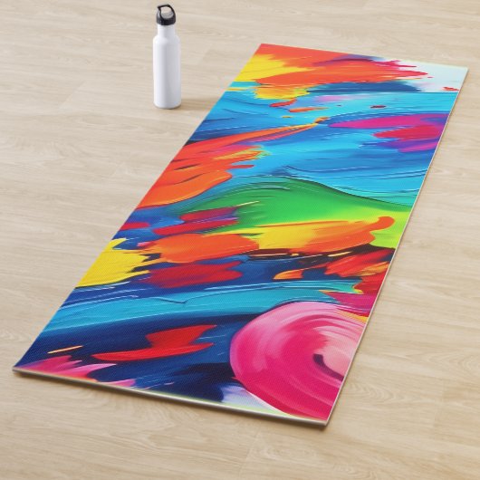 Vrolijke kleur explosie schilderij yogamat (In situ)