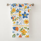 Vrolijke kleuren zomerbloemen patroon bad handdoek (Insitu)