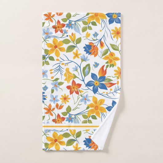 Vrolijke kleuren zomerbloemen patroon bad handdoek (Handdoek)