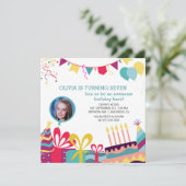 Vrolijke kleurrijke aangepaste foto verjaardagsfee kaart (Staand voorkant)