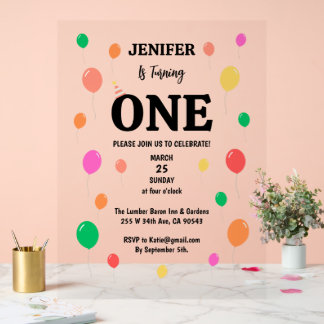 Vrolijke kleurrijke ballon verjaardag acryl bord