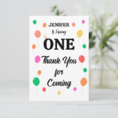 vrolijke kleurrijke ballon verjaardag bedankkaart (Staand voorkant)