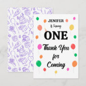 vrolijke kleurrijke ballon verjaardag bedankkaart (Voorkant / Achterkant)