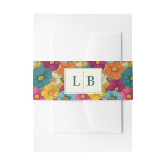 Vrolijke Kleurrijke Bloem Initialen Uitnodigingen Wikkel (Voorkant Voorbeeld)