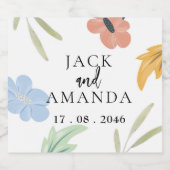 Vrolijke kleurrijke bloemen bruiloft wijn fles lab sparkling wijnetiket (Enkel label)