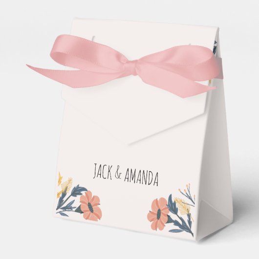 Vrolijke kleurrijke bloemenbruiloft gunstbox bedankdoosjes (Voorkant Zijde)