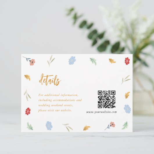 Vrolijke Kleurrijke Bloemendetails Enclosurekaarte Informatiekaartje (Staand voorkant)