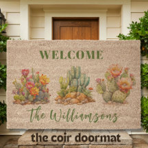 Vrolijke Kleurrijke Cactus Welkom Familienaam Koor