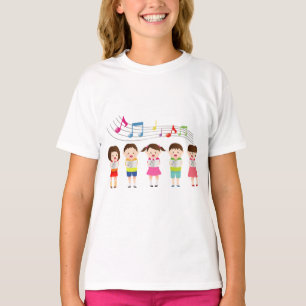 Vrolijke kleurrijke Cartoon Kinder zangmuziek Illu T-shirt