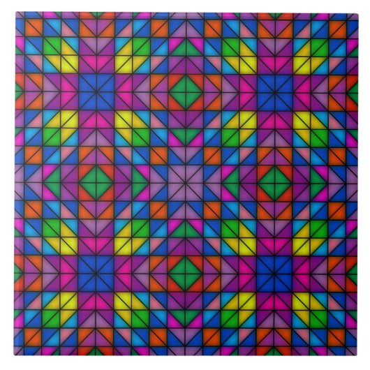 Vrolijke kleurrijke geometrie tegeltje (Voorkant)