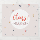 Vrolijke kleurrijke roze bruiloft wijn fles label sparkling wijnetiket (Enkel label)