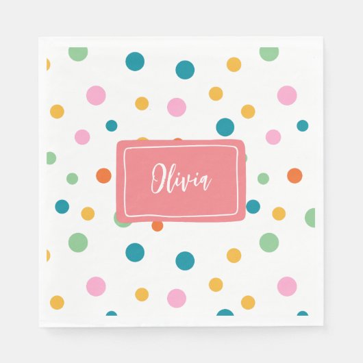 Vrolijke Kleurrijke Stippen Persoonlijk Servet (Voorkant)