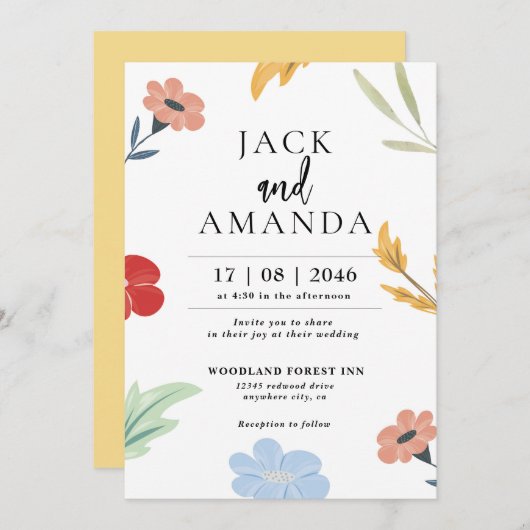 Vrolijke Kleurrijke Trouwkaarten Kaart (Voorkant / Achterkant)