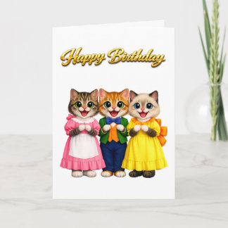 Vrolijke Kleurrijke Victoriaanse Stijl Kittens Ver Kaart