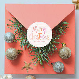 Vrolijke kleurrijke vrolijke kerst gepersonaliseer ronde sticker