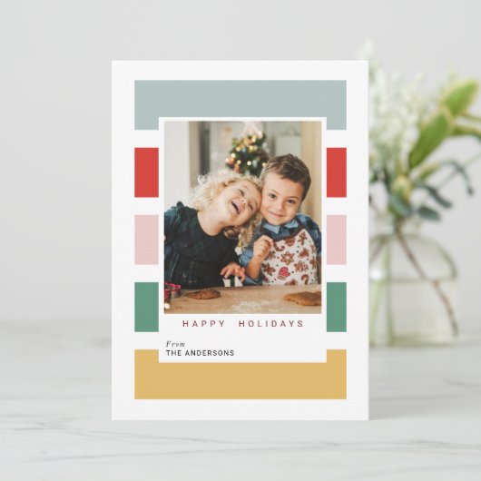 Vrolijke kleurrijke vrolijke kerstkaarten feestdagenkaart (Staand voorkant)