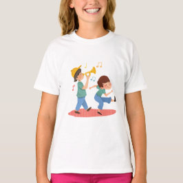 Vrolijke kleurrijke Waterverf Music Play Design T-shirt