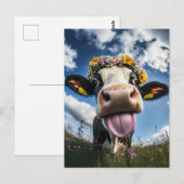 Vrolijke Koe in bloei Briefkaart (Voorkant / Achterkant)