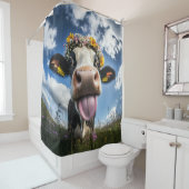 Vrolijke Koe in bloei Douchegordijn (In situ)