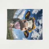 Vrolijke Koe in bloei Wandkleed (Voorkant (horizontaal))