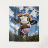 Vrolijke Koe in bloei Wandkleed (Voorkant)