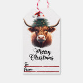 Vrolijke koe in een bril Kerst label Cadeaulabel (Achterkant)