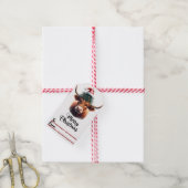 Vrolijke koe in een bril Kerst label Cadeaulabel (Met Touw)