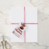 Vrolijke koe Kerstman hat Kerst labels Cadeaulabel (Met Touw)