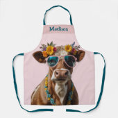 Vrolijke Koe met zonnebril Schort (Voorkant)