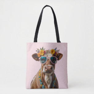 Vrolijke Koe met zonnebril Tote Bag