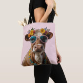 Vrolijke Koe met zonnebril Tote Bag (Dichtbij)